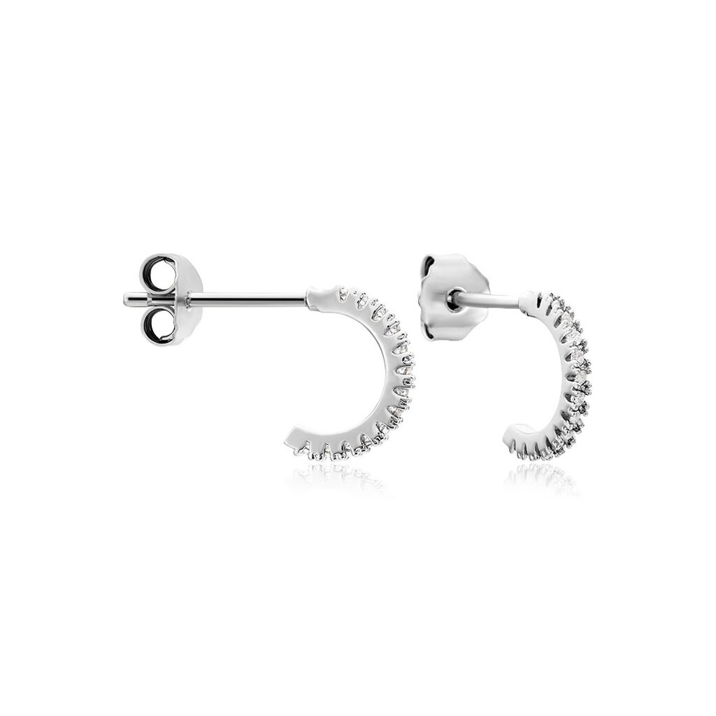 Créoles Alvah Argent Blanc Oxyde De Zirconium
