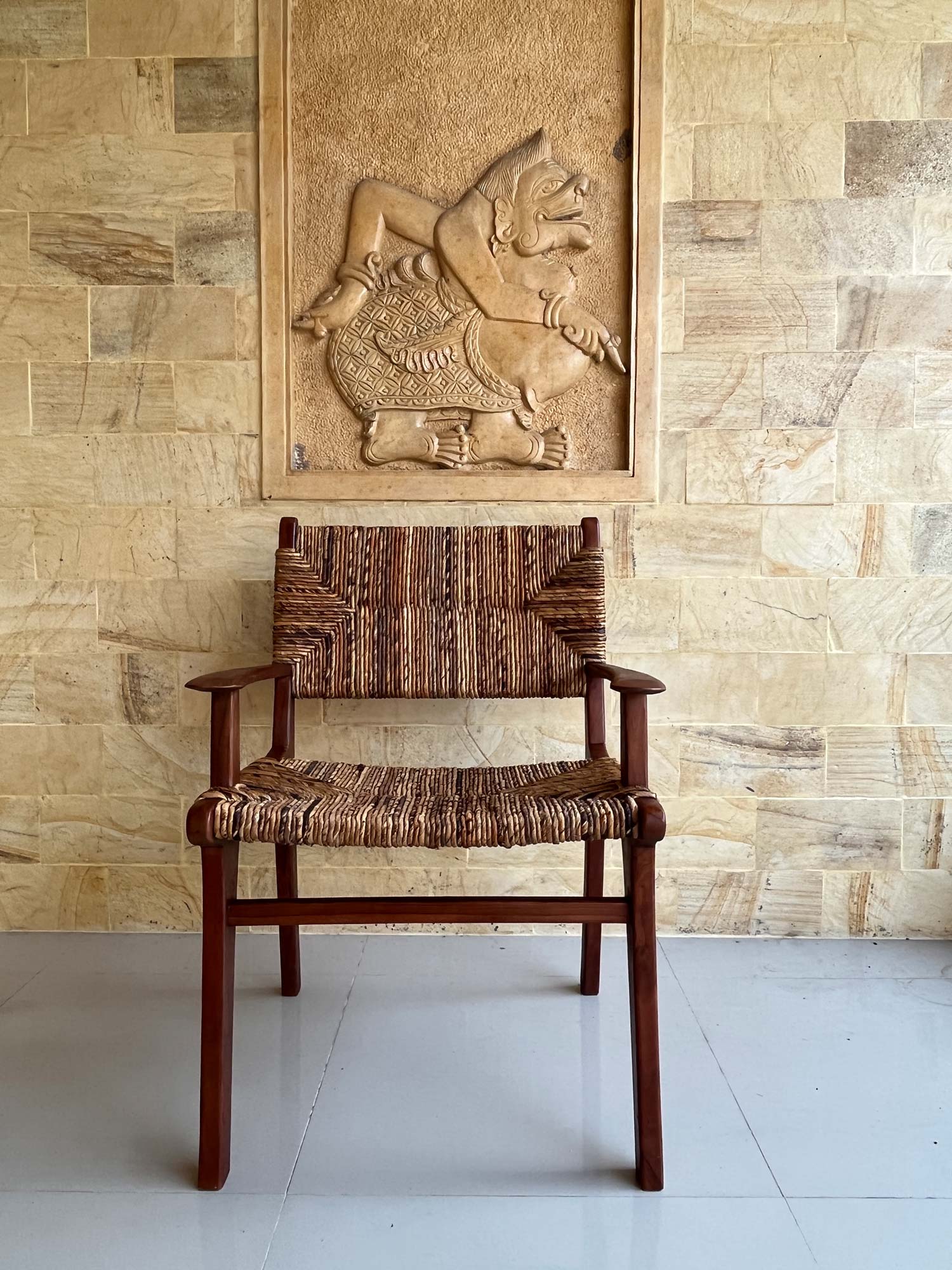 Stuhl 'Sriyk', Teak und Bananenfaser, B 62 cm, H 86 cm, L 57 cm von fischer's lagerhaus