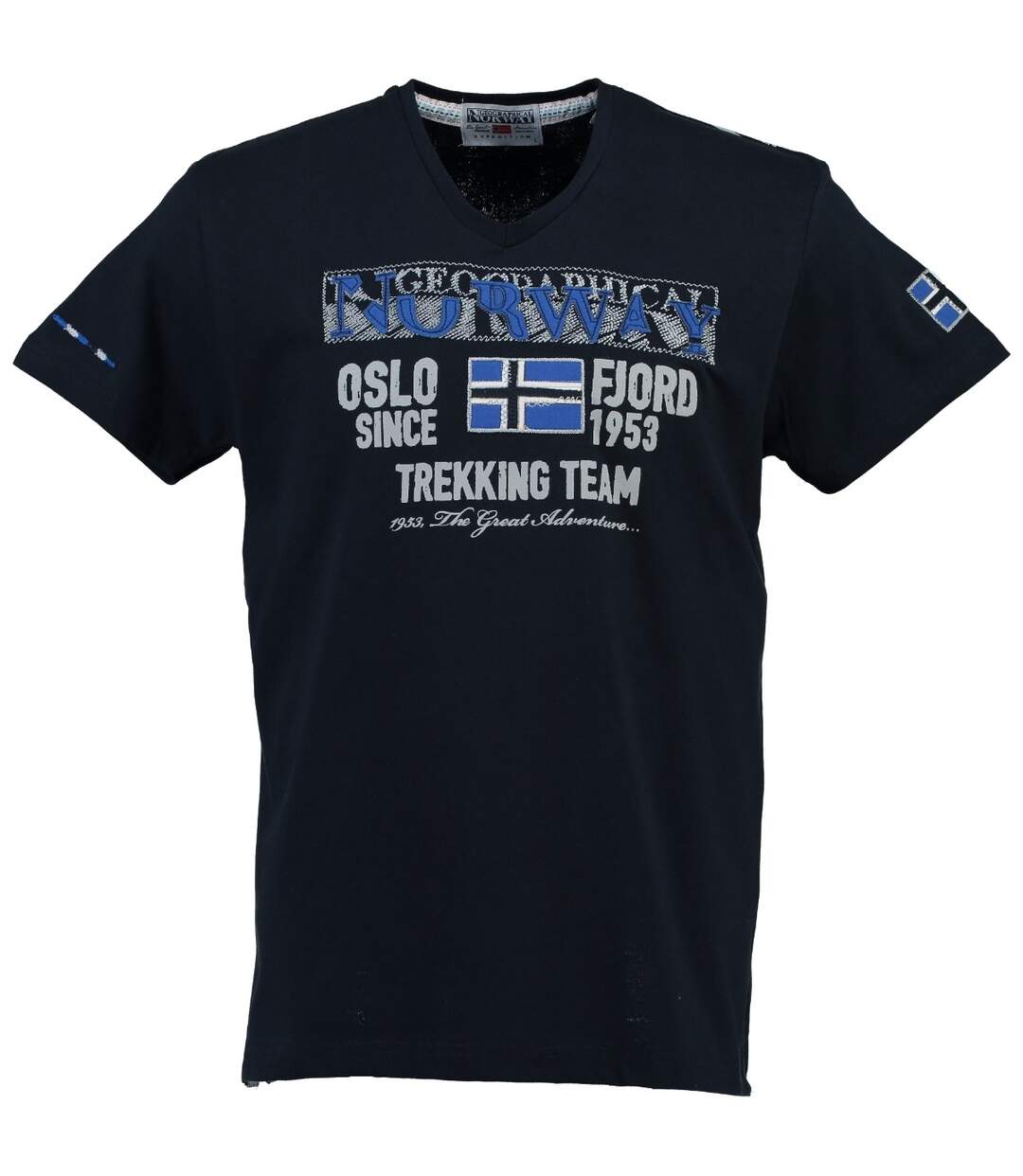 t-shirt col V - Jopervik - Oslo Fjord Norway - homme - bleu marine