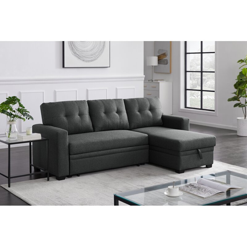 Anyan 83&prime;&prime; Wide Linen Reversible Sleeper Sofa & Chaise