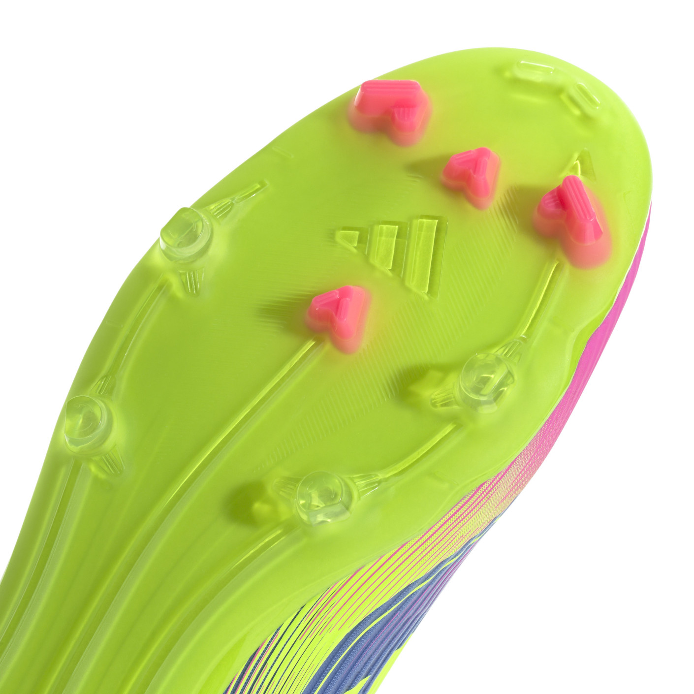 Adidas F50 League Veterloze Gras / Kunstgras Voetbalschoenen (MG) Blauw Neongeel Roze
