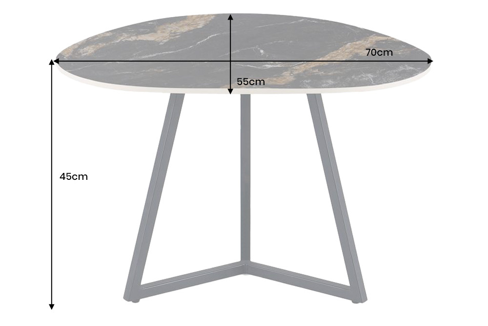 Design Couchtisch MARVELOUS 70cm schwarz gold sand AURORA ORO Keramik Metall