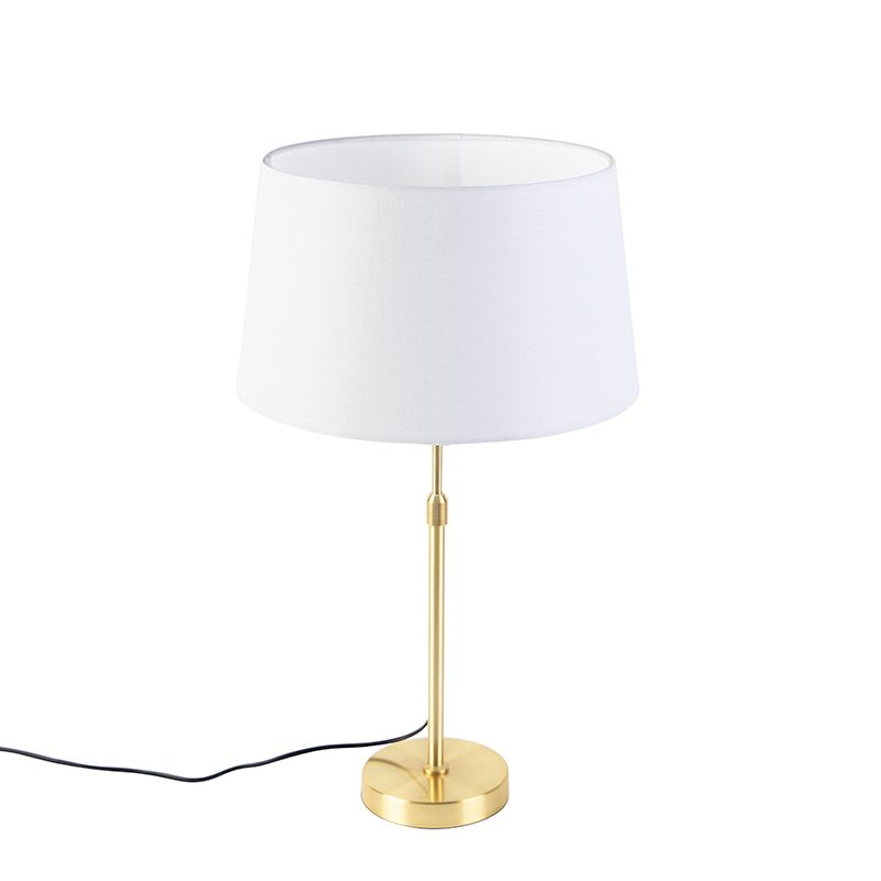 Tafellamp goud/messing met linnen kap wit 35 cm - Parte
