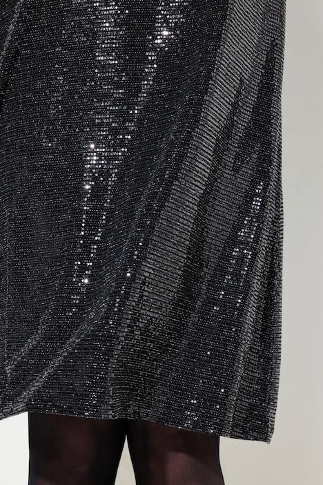 Kleid, A-Linie, Pailletten-Optik, 3/4-Ärmel