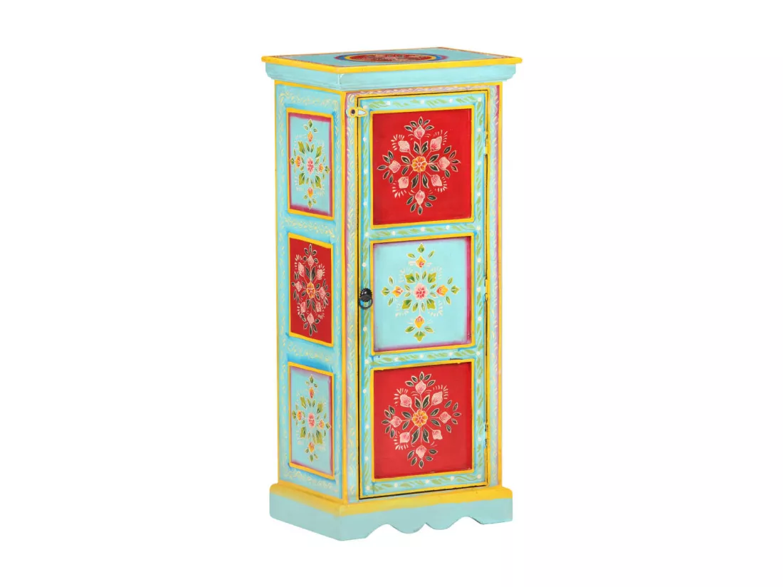 Buffet peint à la main 40x30x90 cm Bois de manguier solide