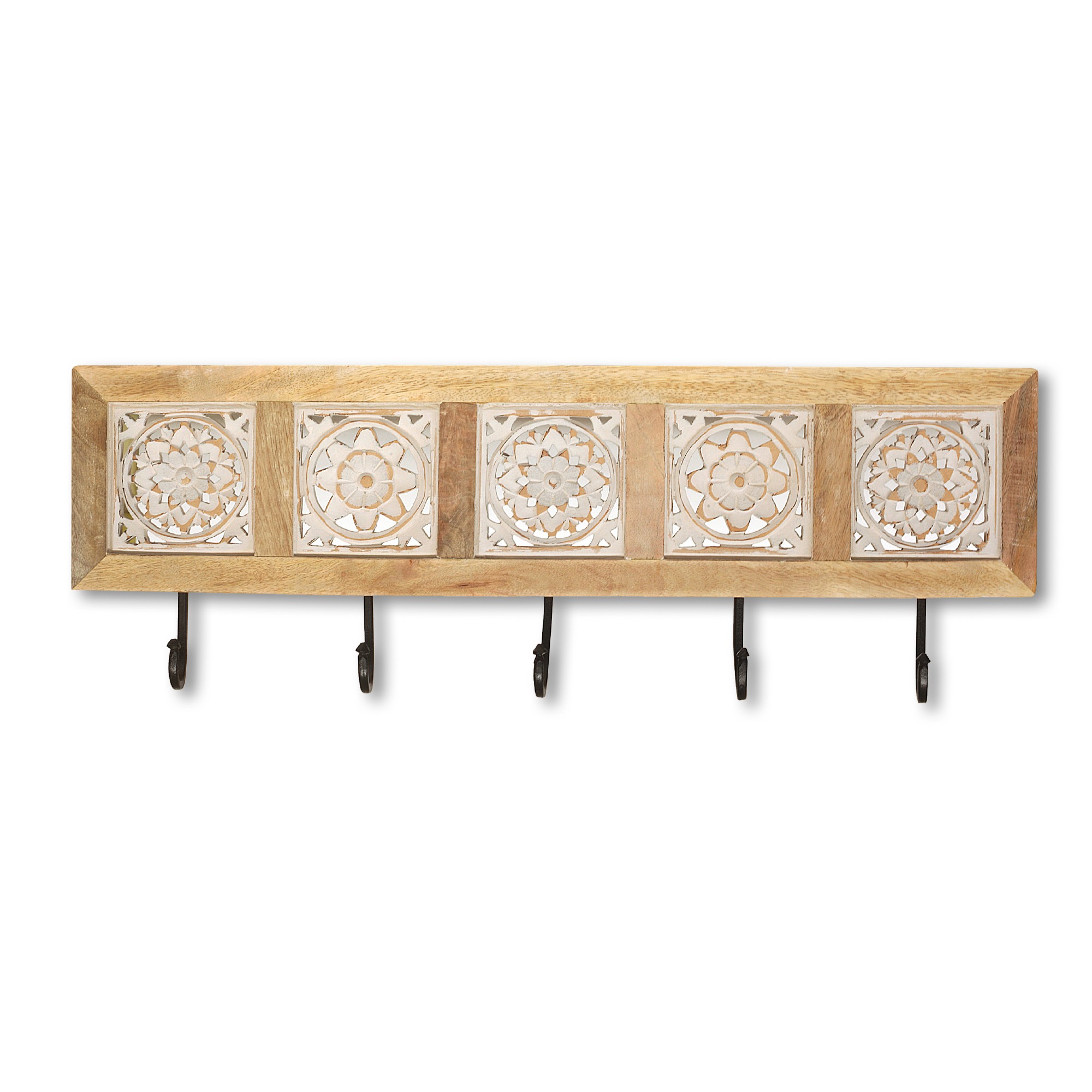 5-er Wandhakenleiste 'Fries', braun/weiß , 57 cm, H 13 cm von fischer's lagerhaus