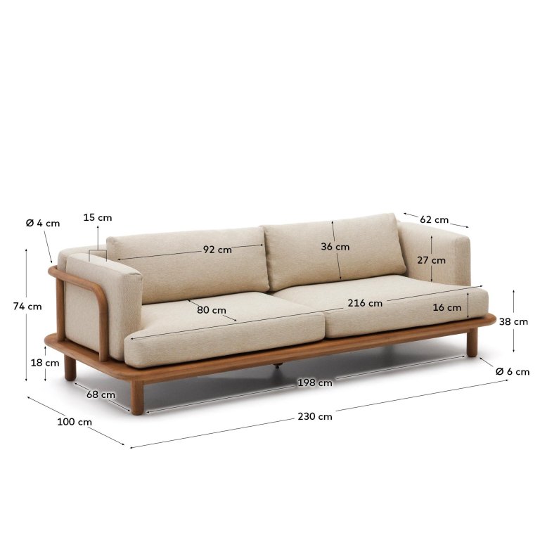 Kave Home Turqueta 3-zits bank
