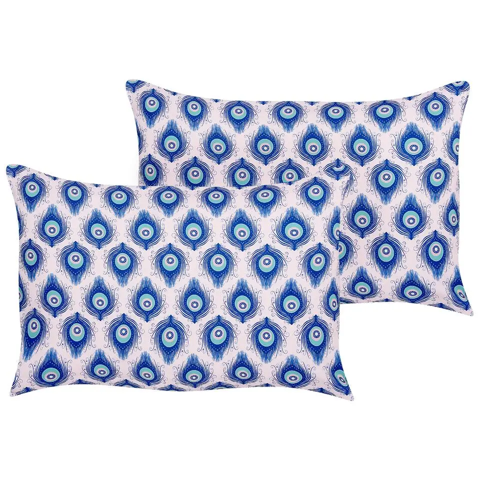 CERIANA - Tuinkussen set van 2 - Blauw/Roze - 40 x 60 cm - Polyester