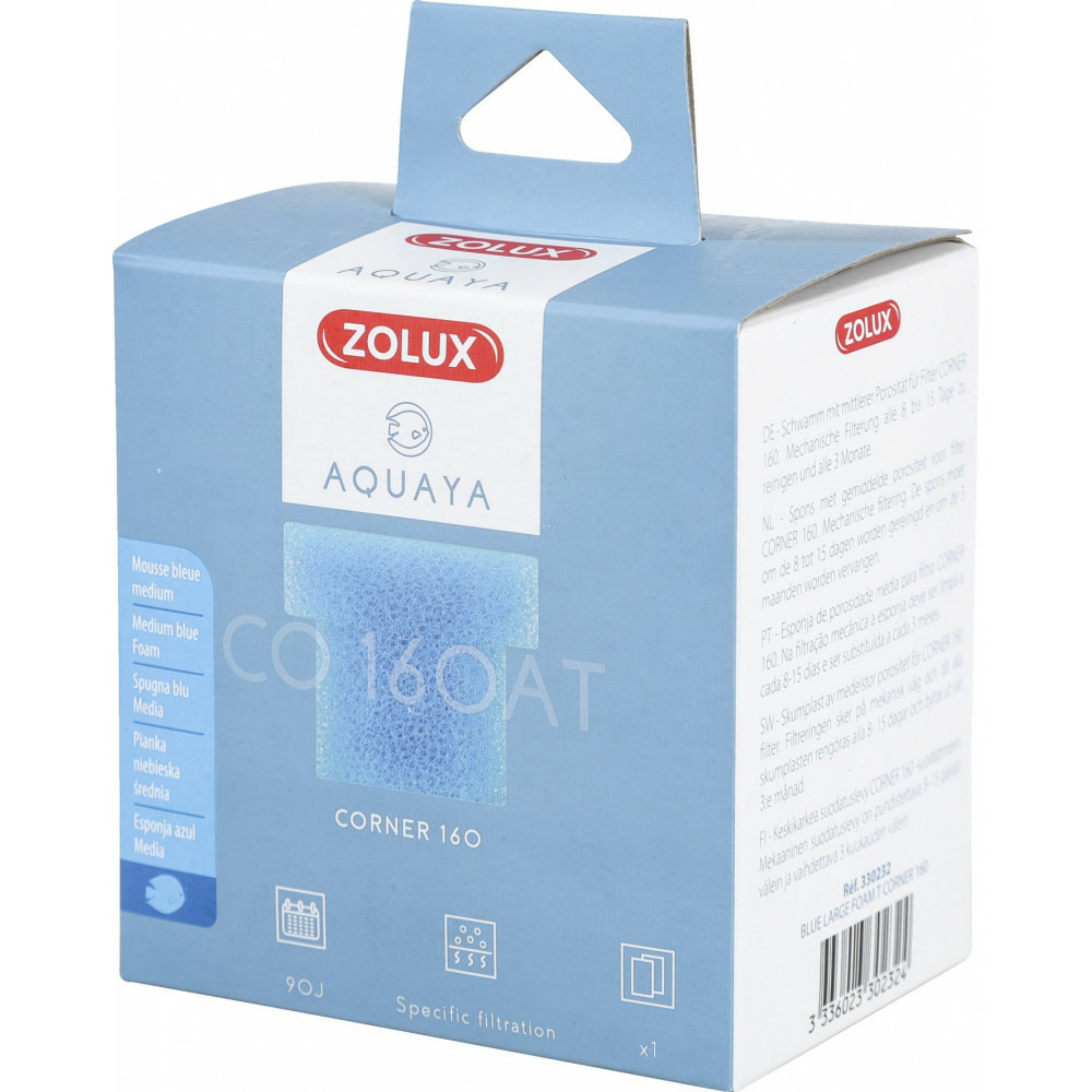 Filtre pour pompe corner 160, filtre co 160 at mousse bleue medium x1. Pour