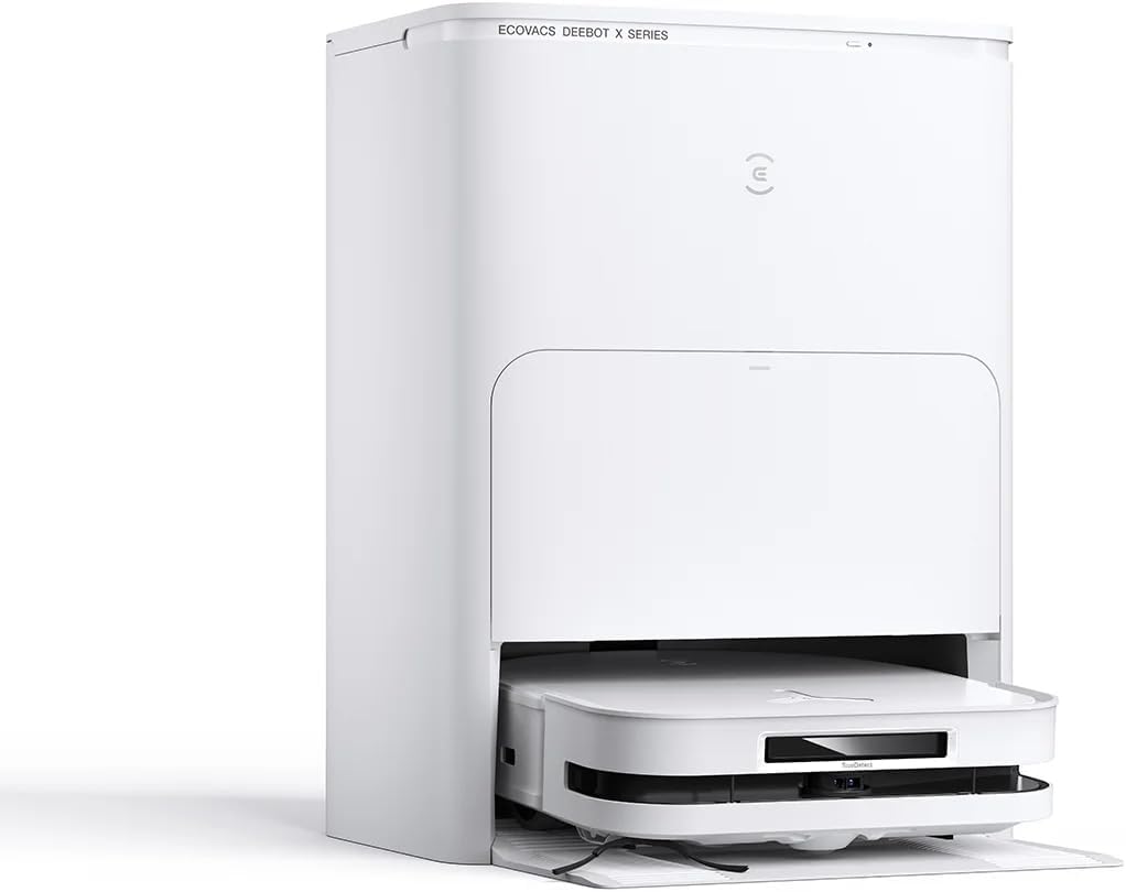 ECOVACS DEEBOT X5 Omni Saugroboter mit Wischfunktion, 12,800Pa Saugroboter, ZeroTangle Technologie, TruEdge™ Edge Mopping, 70℃ heißes Wasser Mop Waschen, Auto Anheben des Mopps, Selbstentleerung