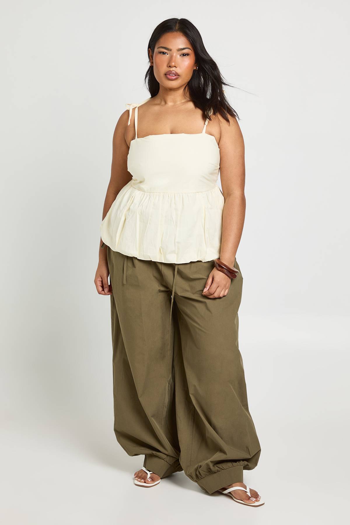 boohoo Haut Smock Grande Taille En Popeline De Coton À Ourlet Bouffant
