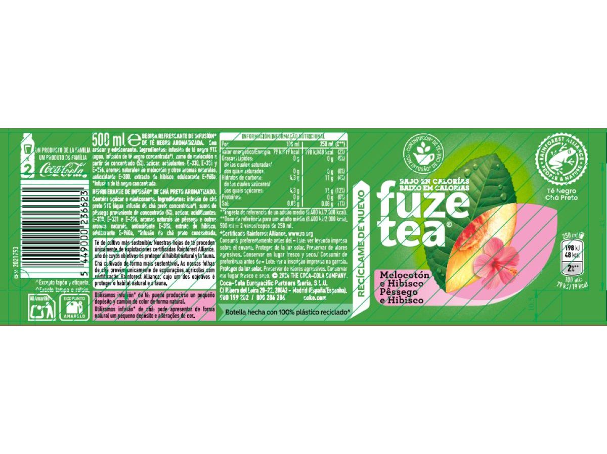 ICE TEA FUZE TEA PÊSSEGO&HIBISCO 0.5L