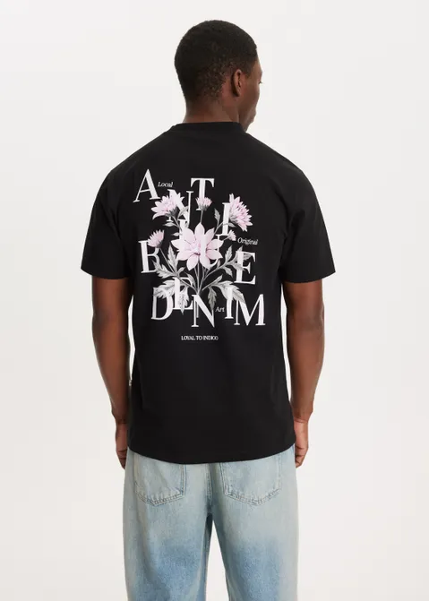 T-shirt met print flower zwart (ZWART)