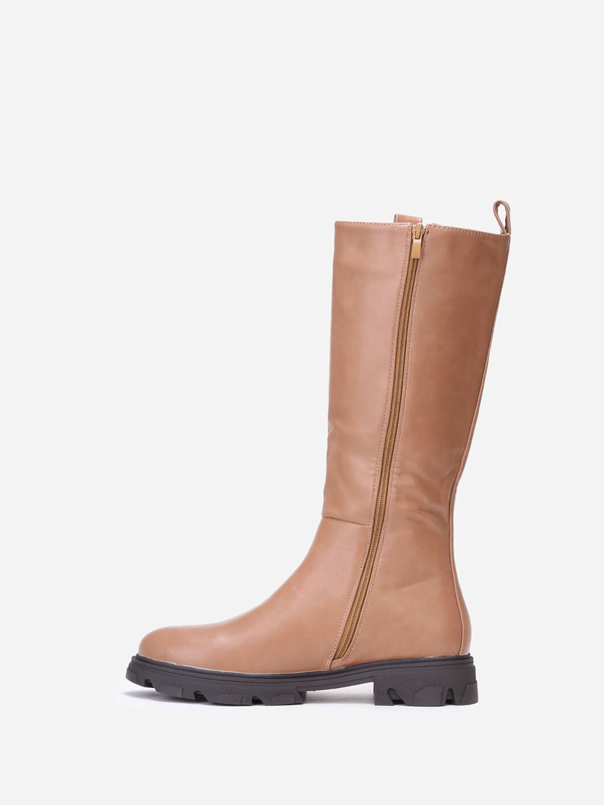 Bottes cavalières crantées grandes tailles- Taupe