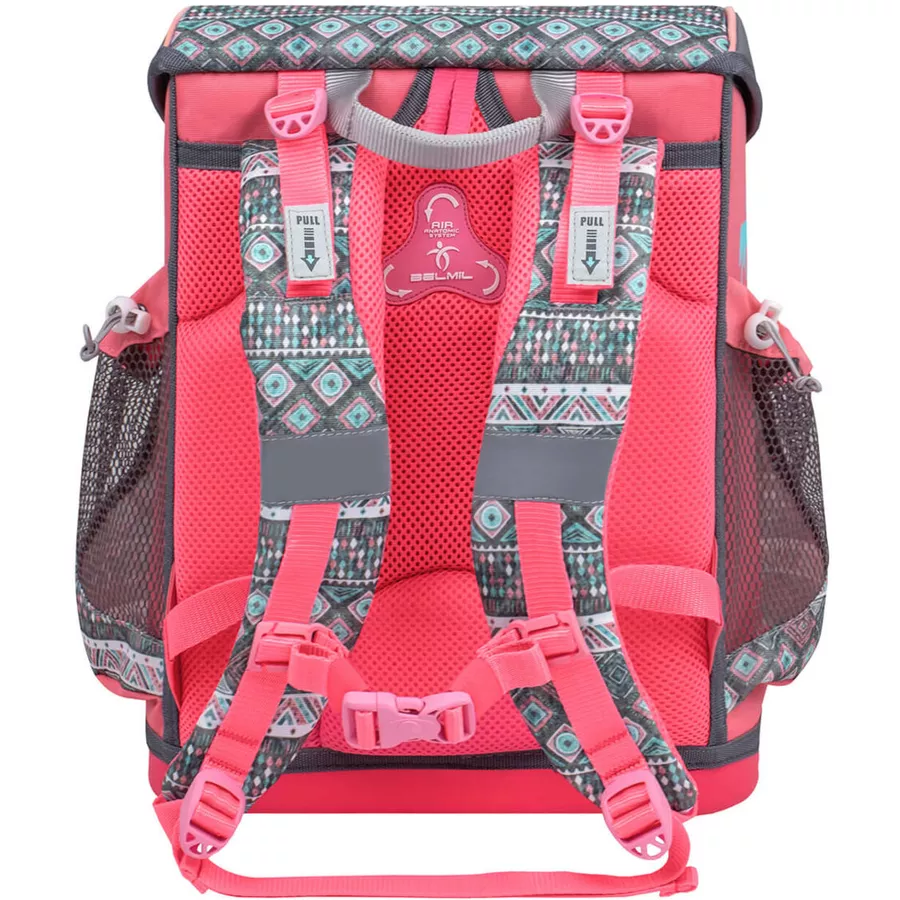 Belmil Schulranzen Mini Fit Schulranzen Set 5-teilig mit Brustgurt Horse Aruba Blue