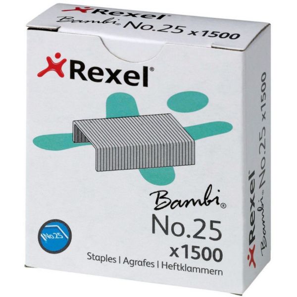Rexel Caixa 1500 Agrafos Bambi Nº 25 21/4 (2/10 Fls) - 1551600
