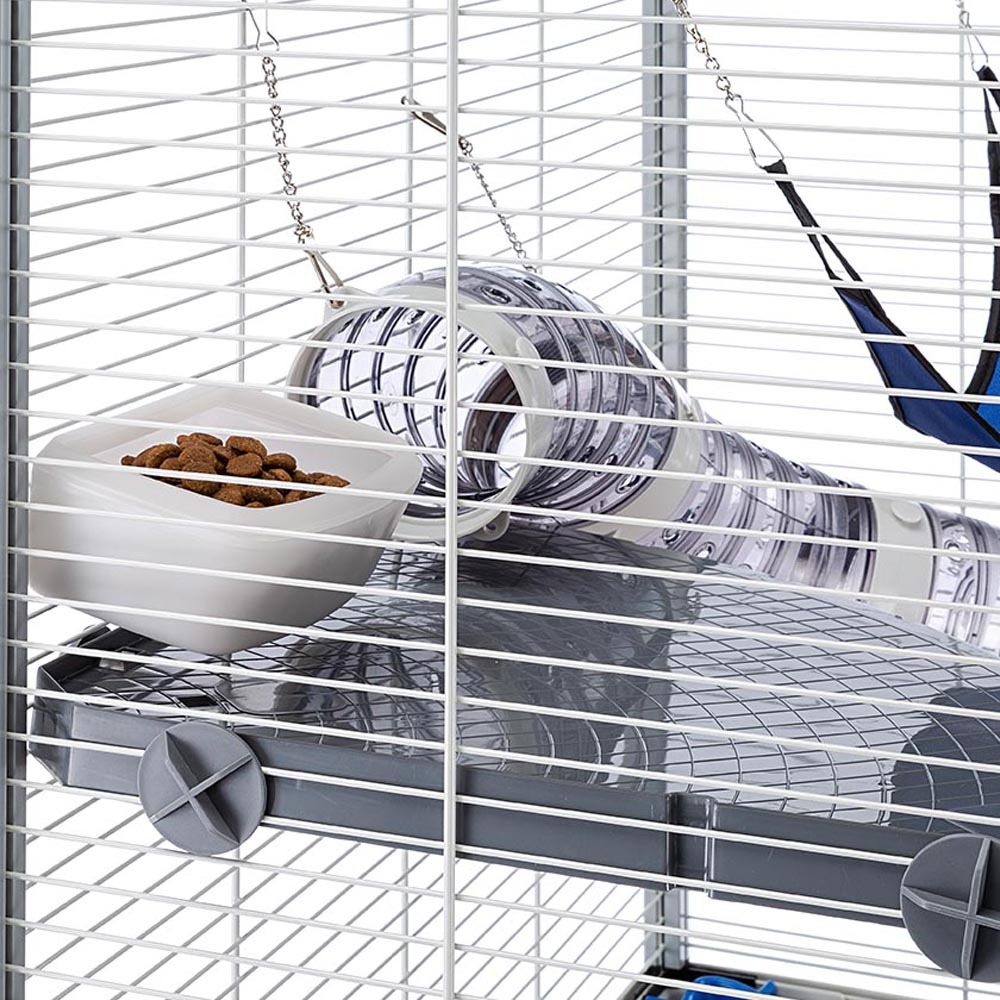 Ferplast cage pour rongeurs furet xl pour furets, chinchillas, en métal, accessoires inclus : mangeoire, abreuvoir, coin wc,