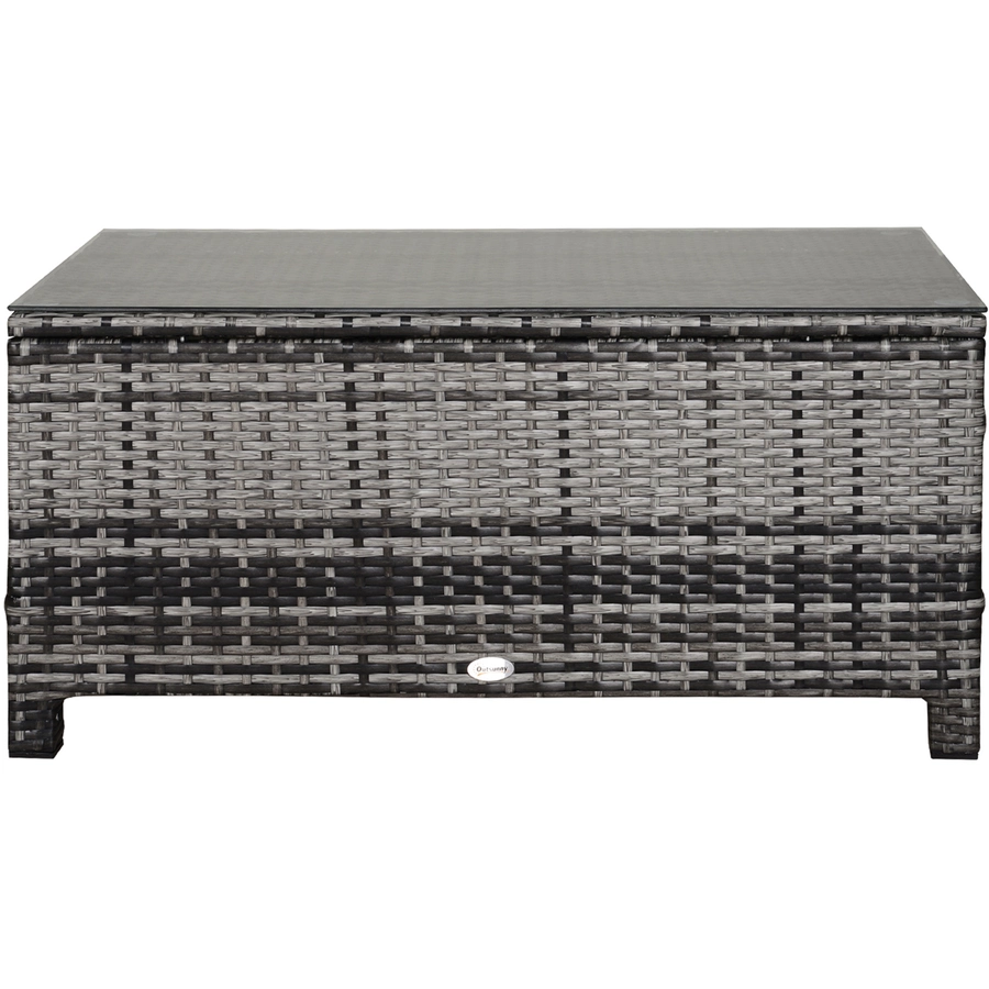 Outsunny Beistelltisch aus handgeflochtenem Polyrattan grau