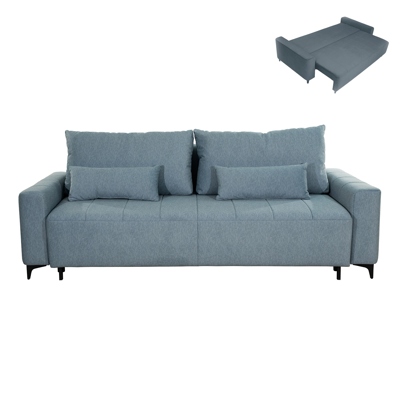 3-Sitzer Sofa - grau - Samt - mit Staukasten