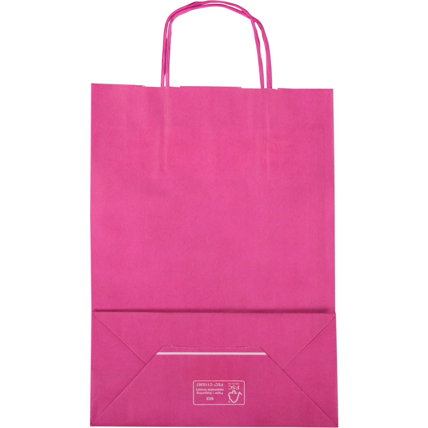 Tas, Kraftpapier, gedraaid papieren koord, 24x 11x33cm, draagtas, roze