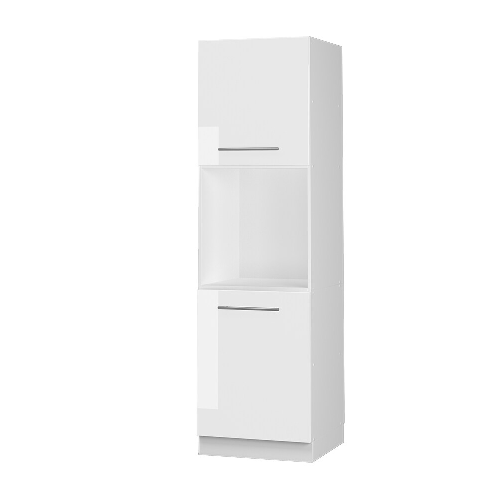 Vicco Herdumbauschrank Küchenschrank Küchenmöbel Fame-Line Weiß 60 cm modern Hochglanz Küche Einbauküche Blende Herdschrank Hochschrank Küchenzeile Drehtür Einlegeboden