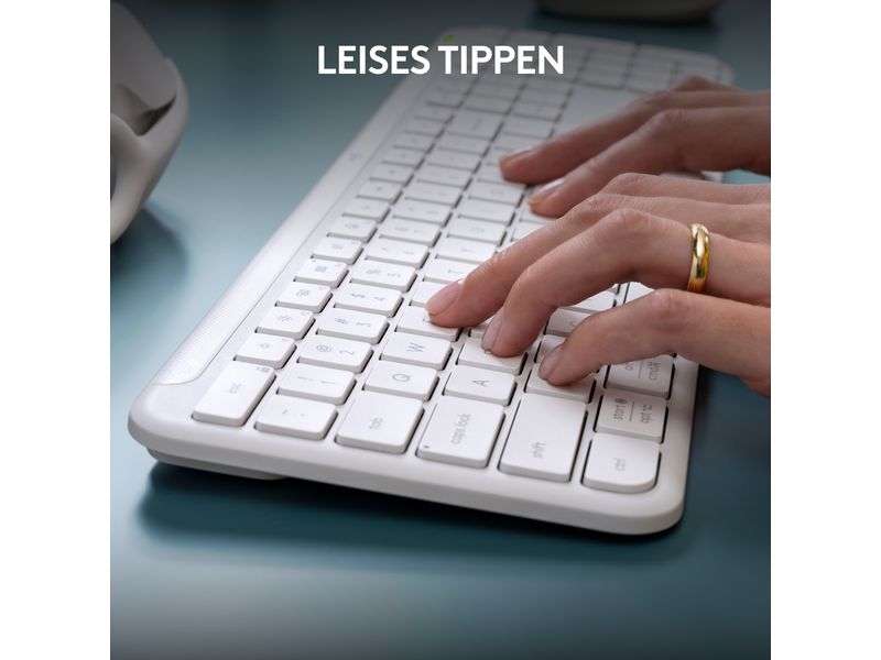 Logitech Tastatur K950 Signature Slim Off-white Schlanke kabellose Tastatur mit leisen Tasten