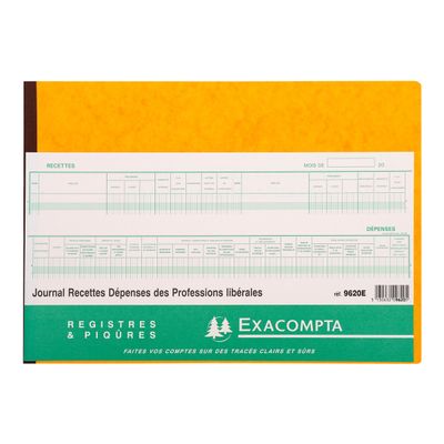 Exacompta - Registre des recettes/dépenses pour professions libérales - 27 x 38 cm - 80 pages