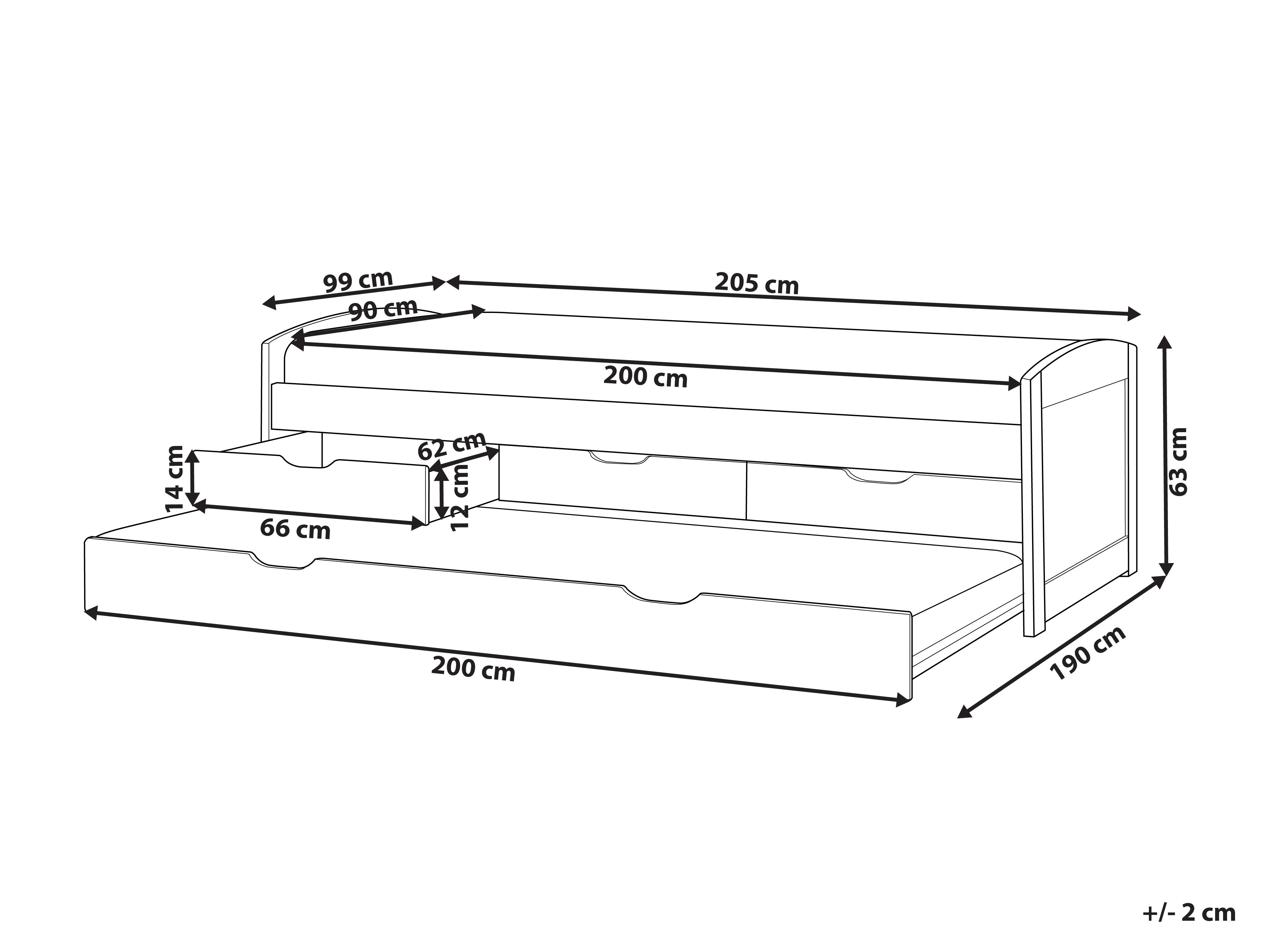 Onderschuifbed Dennenhout PETIVILLE 90 x 200 cm Wit