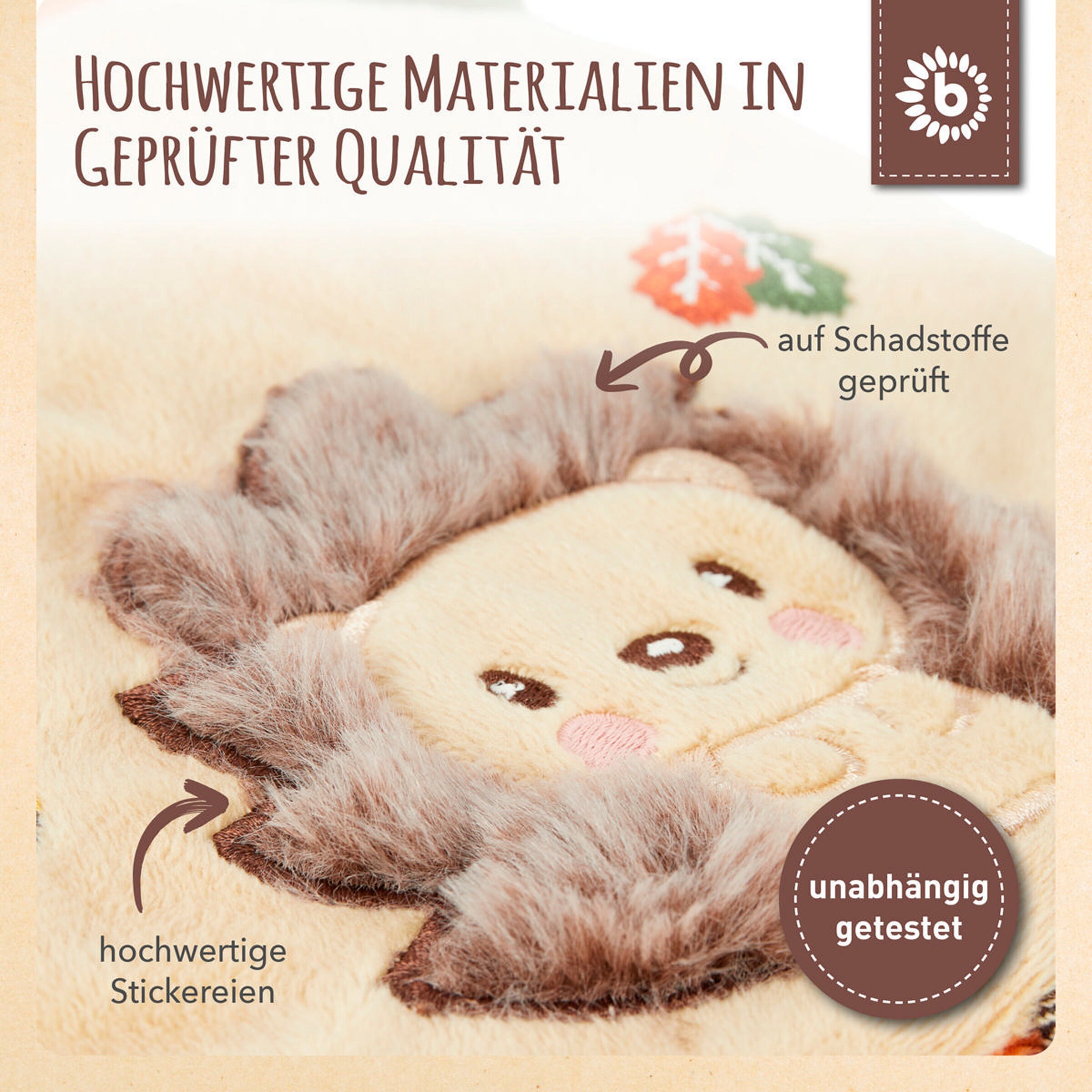 Bieco Schmusetuch Igel Knistereffekt - ab Geburt Braun