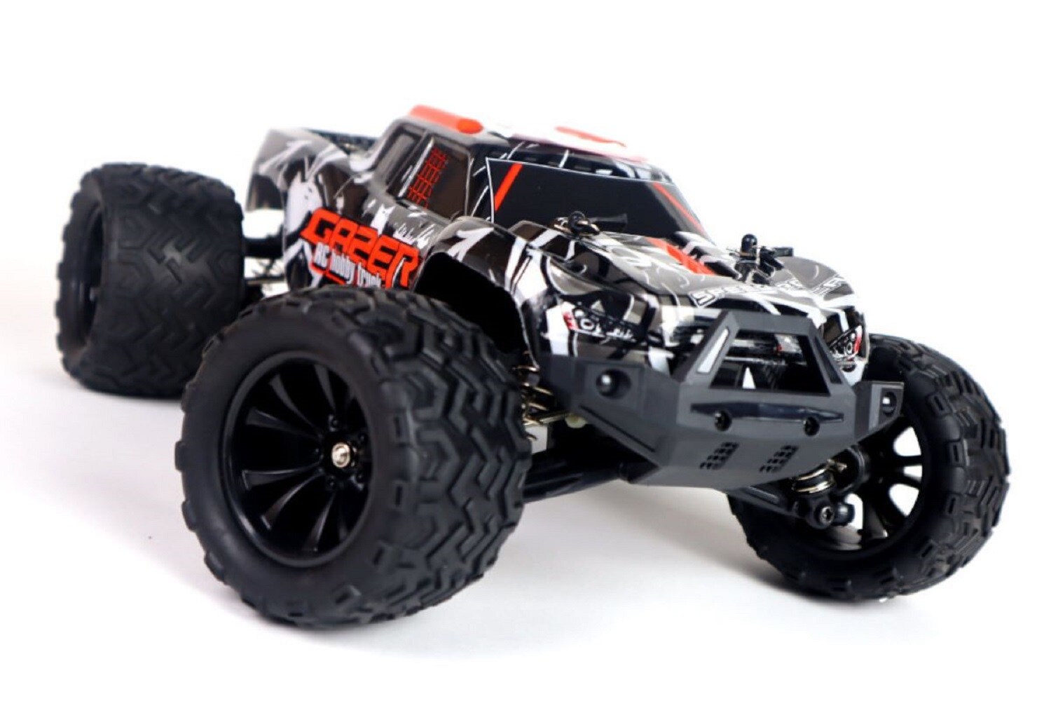 ES-Toys RC Elektro Monster Truck Gaser 900 1:14, bis 40 km/h schnell, Allrad schwarz/orange