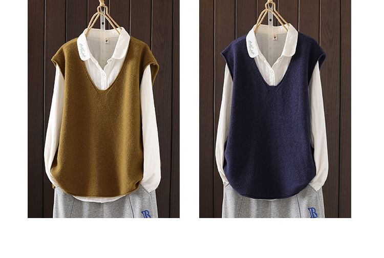 ZIMO - V-hals effen trui-vest