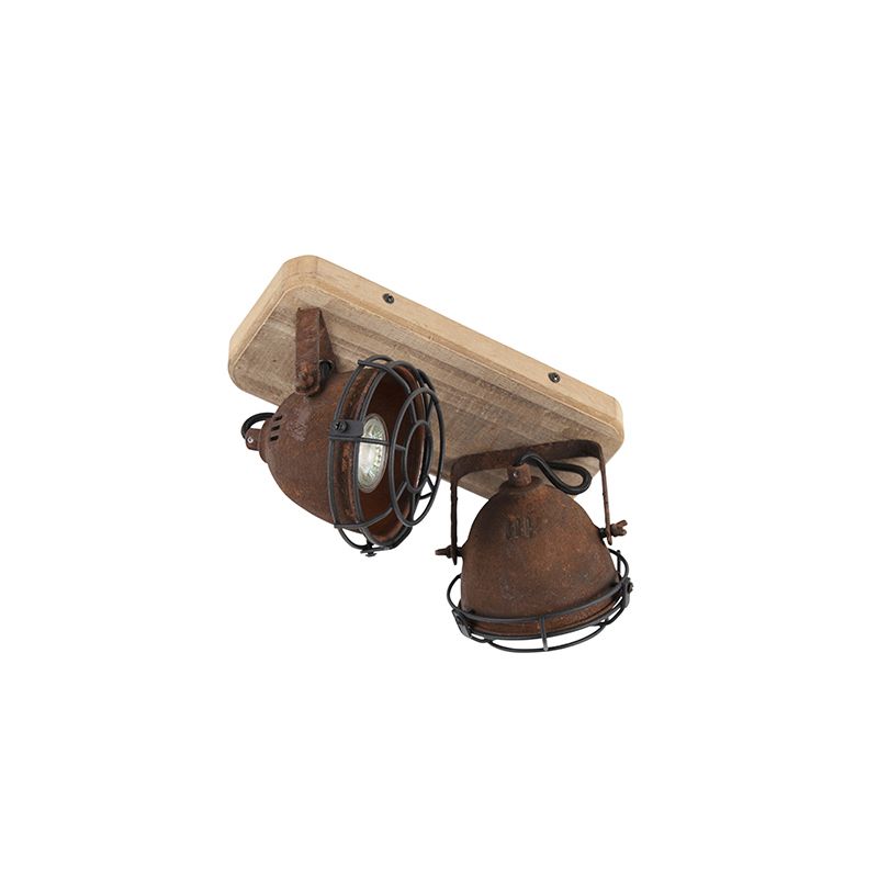 Smart spot roestbruin met hout incl. 2 wifi GU10 - Gina