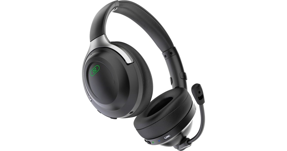 AceZoneA-Spire Wireless Hybrid ANC  over-ear gaming headset  (Zwart/groen, PC, PS4, PS5, Xbox Series X|S, Switch, Mobile)