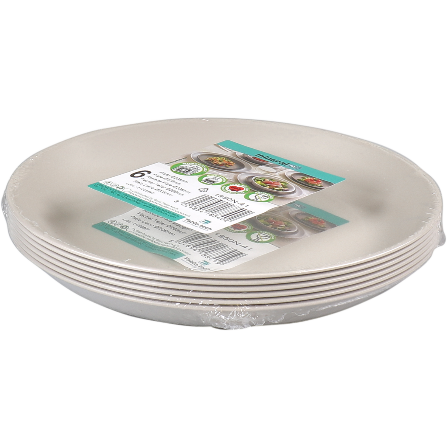 Goldplast Bord, Mineral, reusable, onbreekbaar, rond, 1-vaks, pP, Ø21cm, taupe