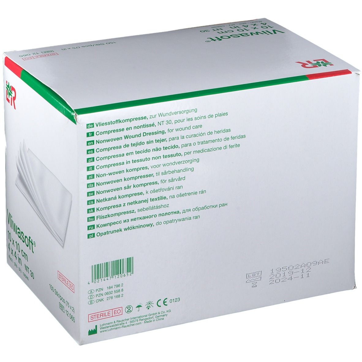 Vliwasoft® Vliesstoffkompresse 10 cm x 10 cm 4lagig steril