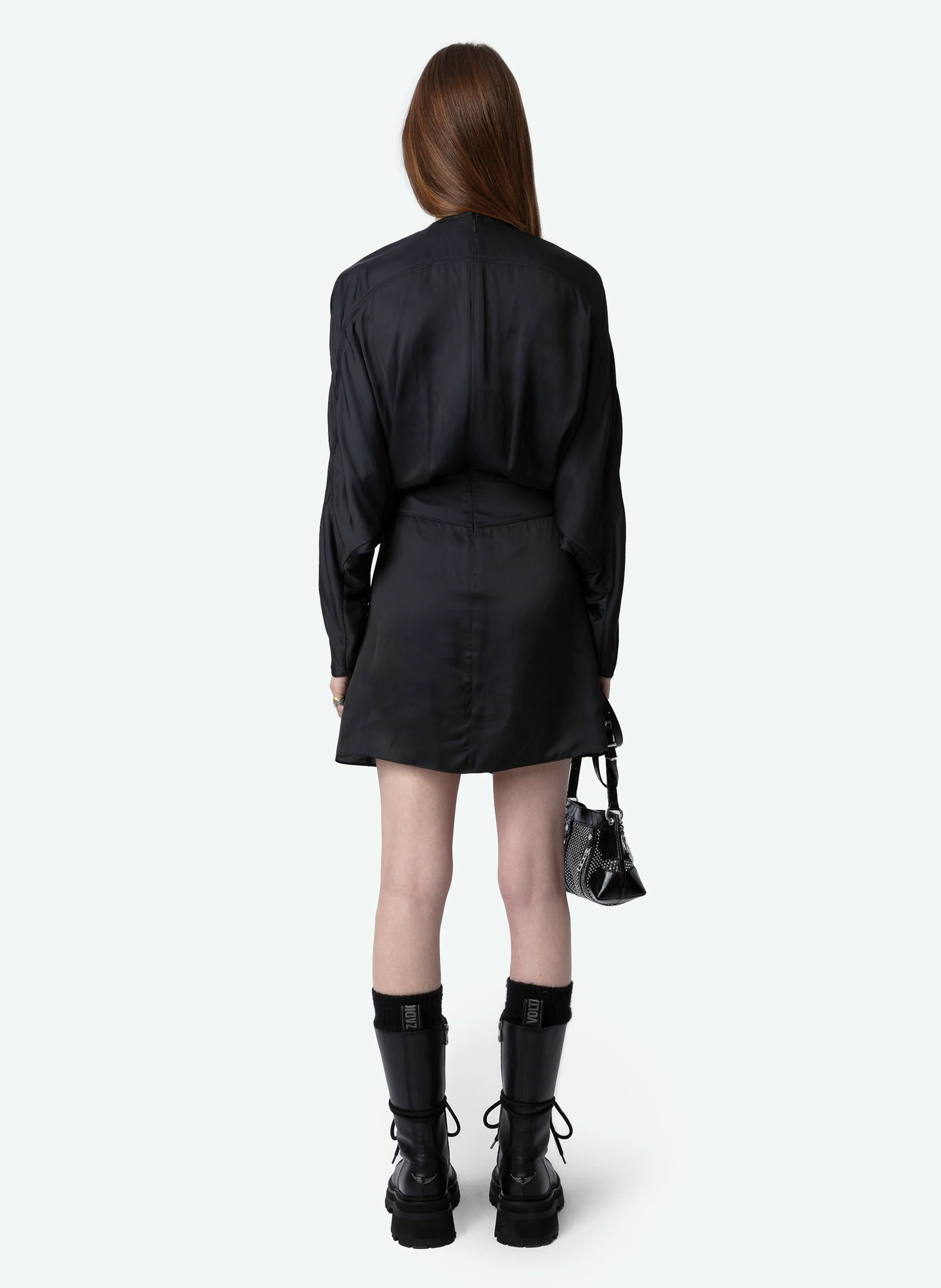 ROOTH - Robe courte satinée effet drapé| Noir