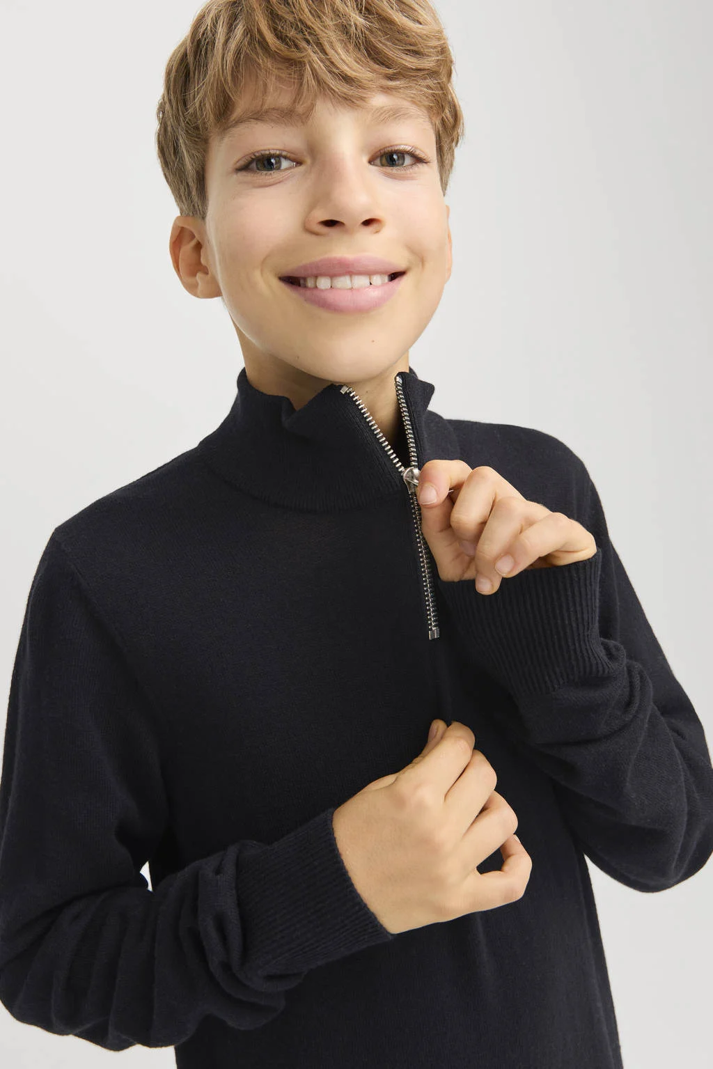 JACK & JONES JUNIOR trui zwart fijn gebreid