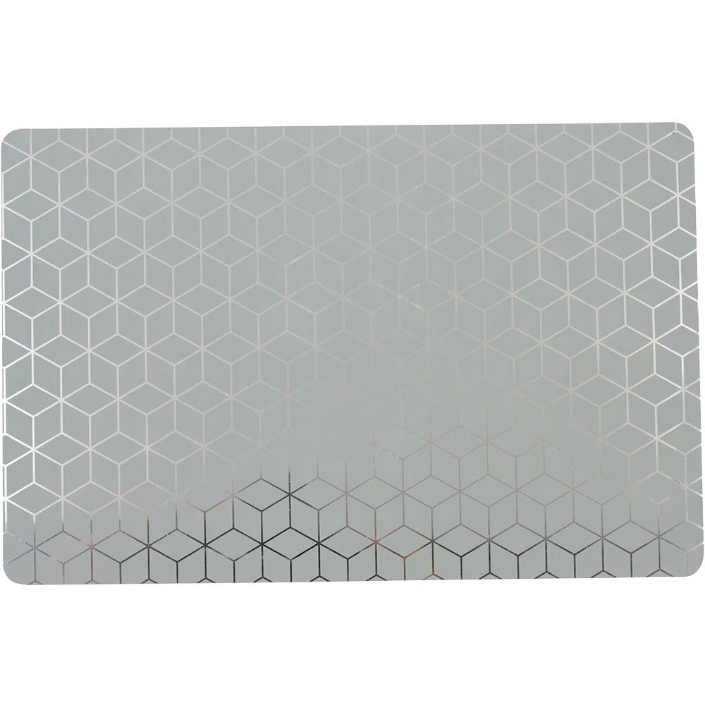 Set de table rectangulaire plastique imprimé géométrique gris argenté
