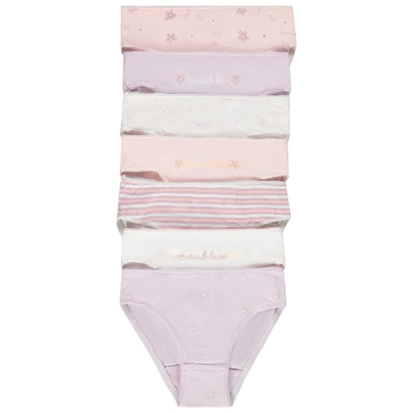 Lot de 7 culottes en jersey imprimé fleuri pour fille - Lilas