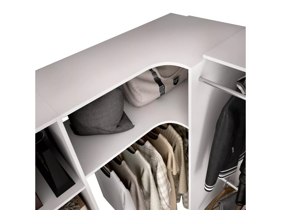 Grande Garde-robe Dtheegal, Meubles de chambre, Penderie de plain-pied, Placard à vêtements, 214x141 h205 cm, Blanc