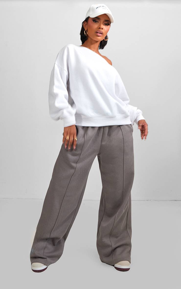 Blanc Sweat Shape À Bords Bruts Et Épaule Tombante