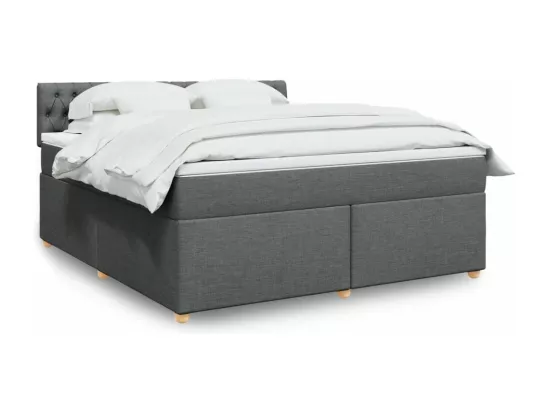 Sommier à lattes de lit avec matelas Gris foncé 180x200cm Tissu