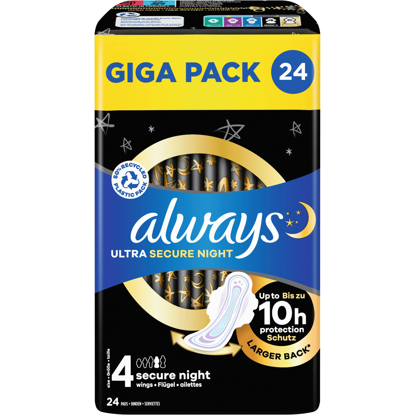 Always Ultra Secure Night Binden mit Flügel Giga Pack 24 Stück