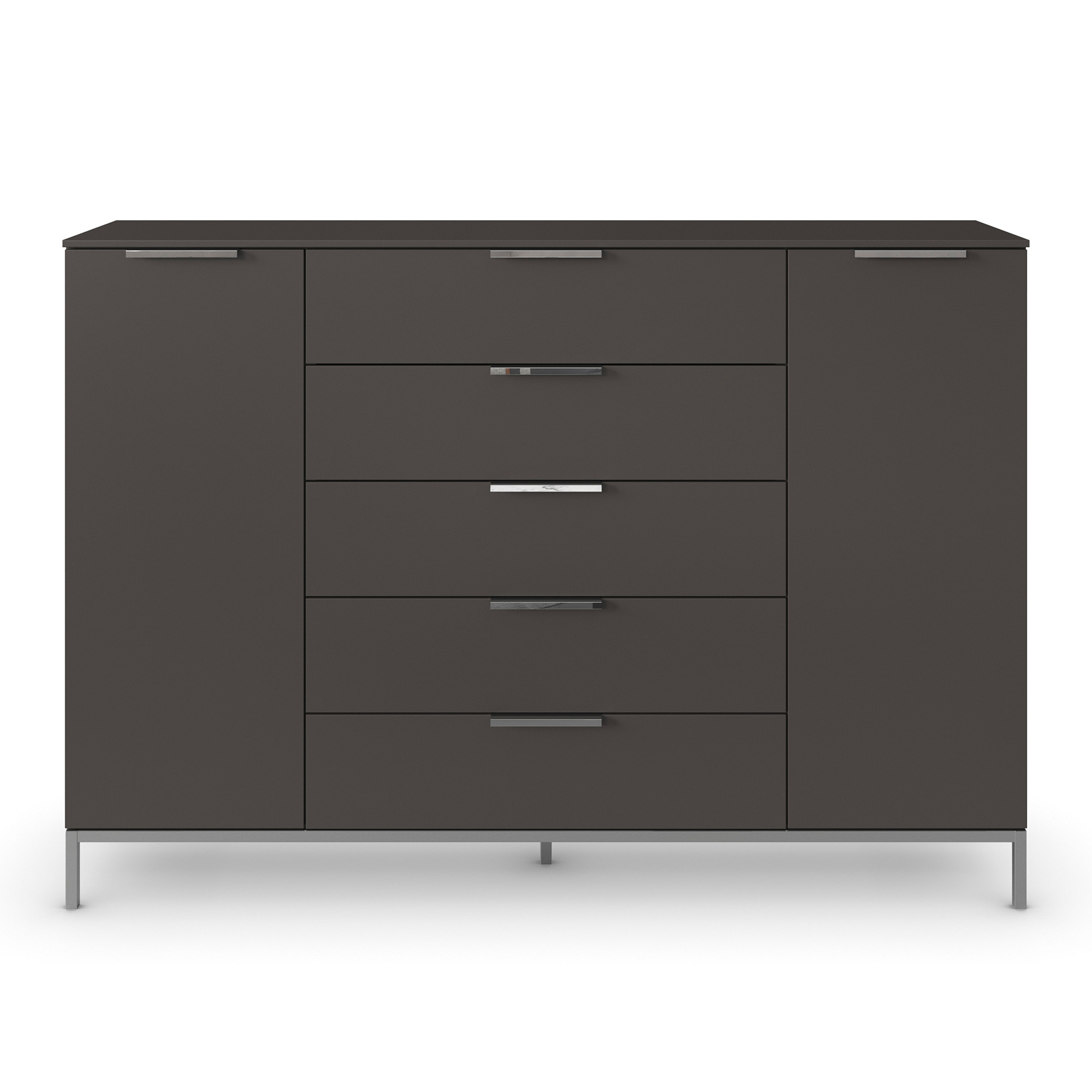 Kommode - graphit - Chromgriffe - 160 cm