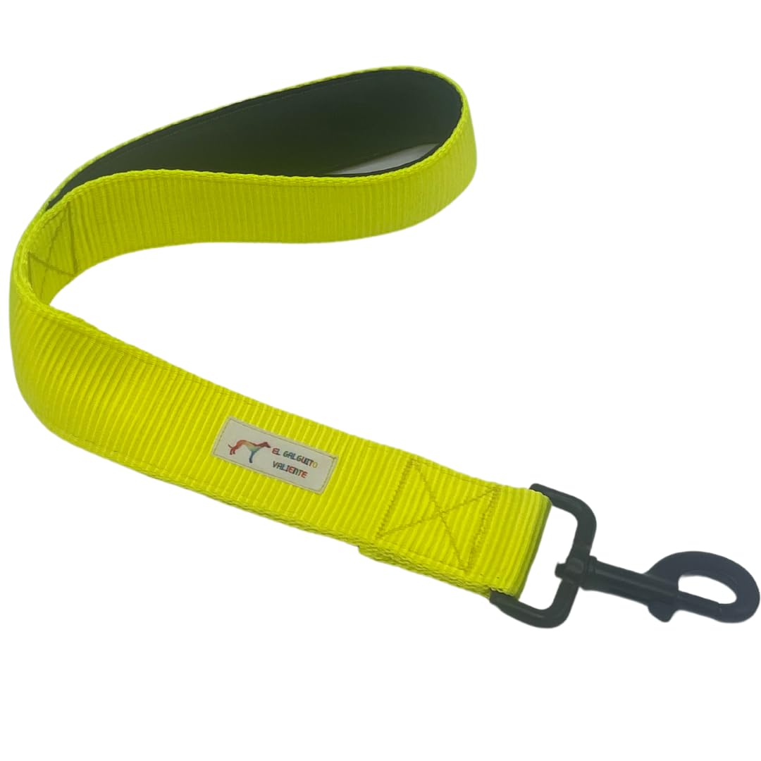 EGV - Guia curta para cães, 4 cm de largura, com alça de neoprene e mosquetão reforçado. 50 cm de comprimento. (Amarela)