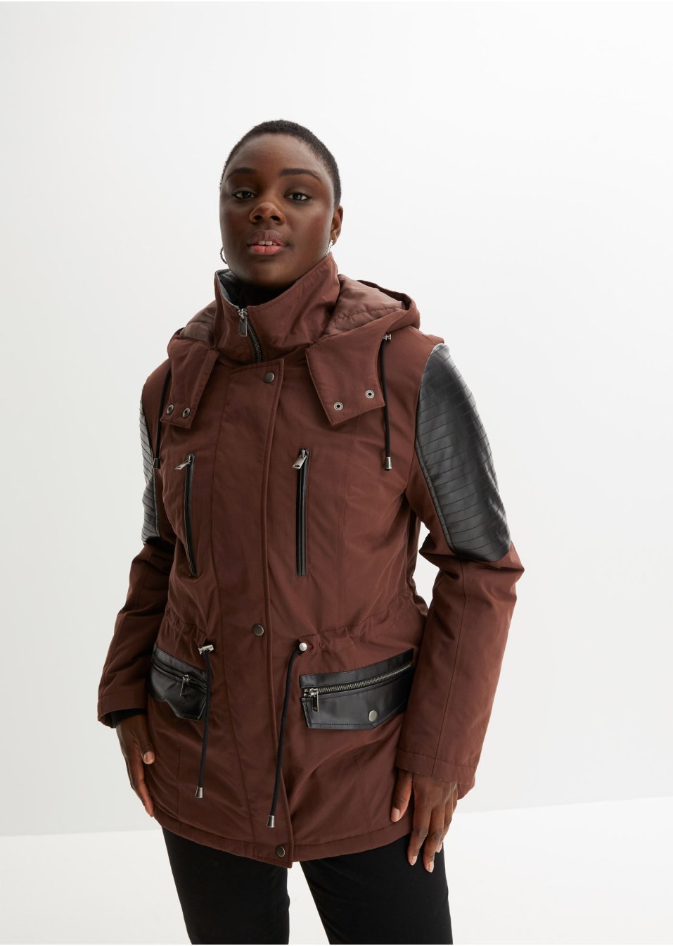 Parka à empiècements contrastants