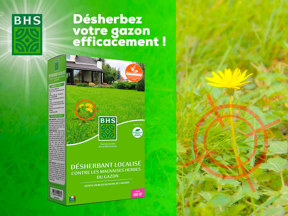 Désherbant mauvaises herbes gazon total localisé| 900 ml | soit 400m²