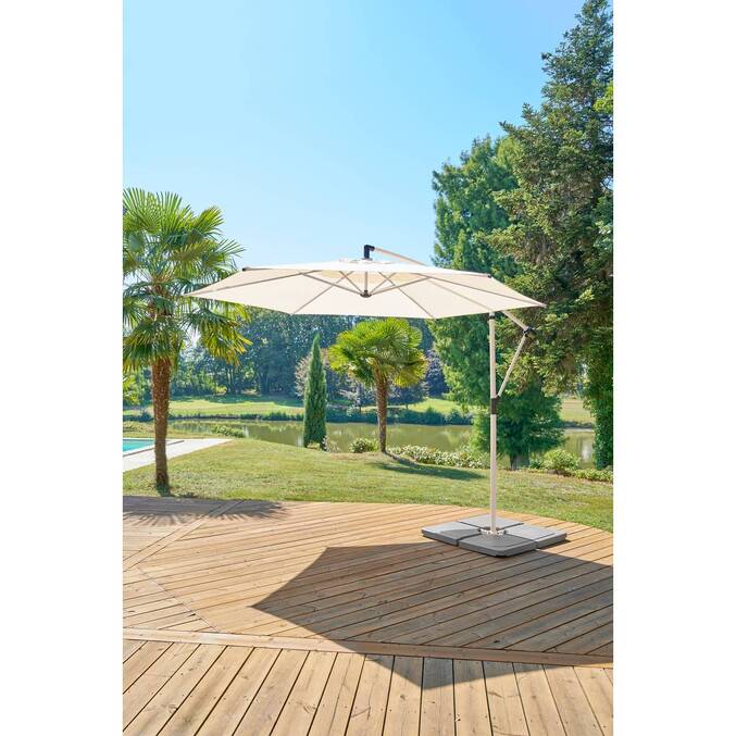 Parasol déporté carré inclinable MANOA Argile / Blé