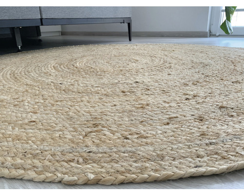 Rond jute vloerkleed, natuurlijke afwerking, Ø 160 cm