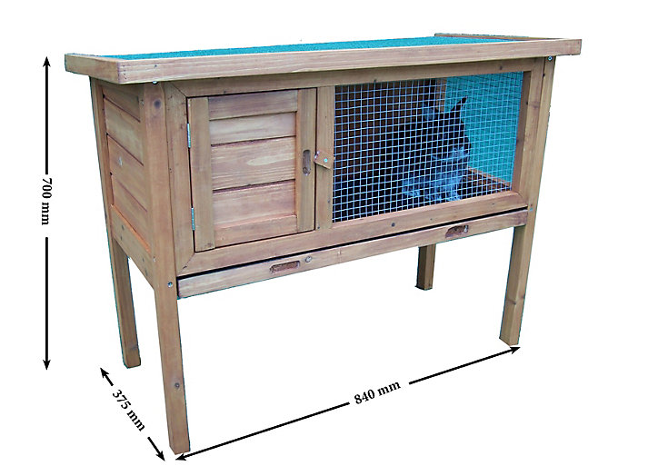 Clapier sur pied en bois 0,41m²- toit mono-pente pour 2 à 3 animaux – Habrita